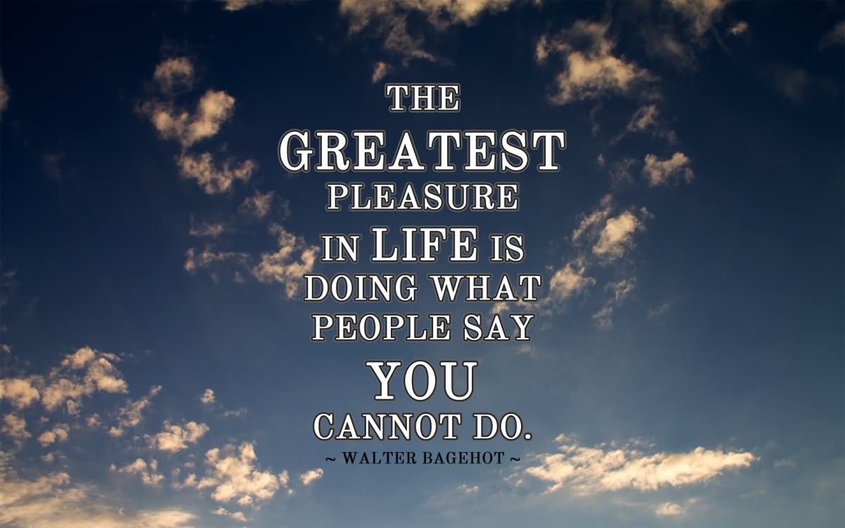 The greatest pleasure in life is doing what people say you cannot do.