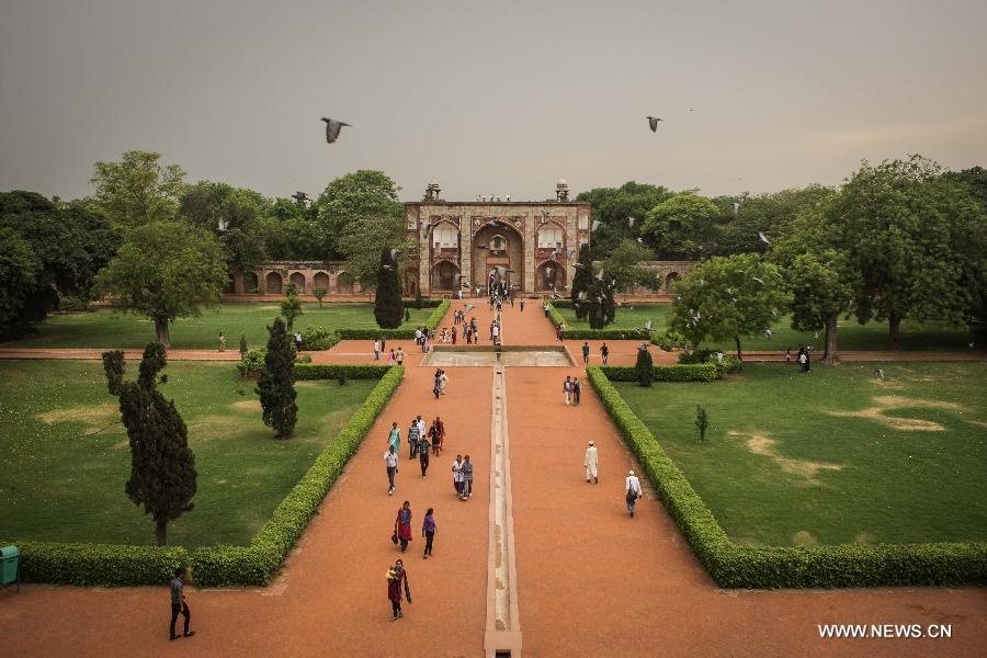 Tourists Visit The Gardens At The Humayun's Tomb