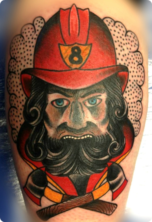 Traditional Firefighter Tattoo Design