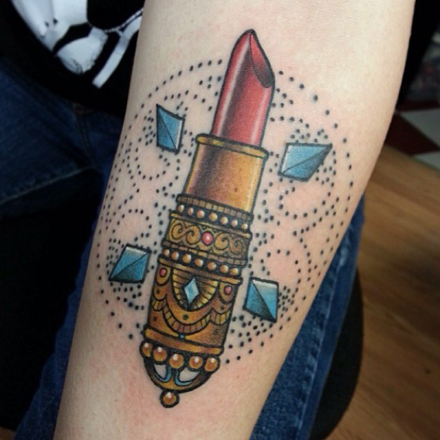 Traditional Lipstick Tattoo By Chris Sparks