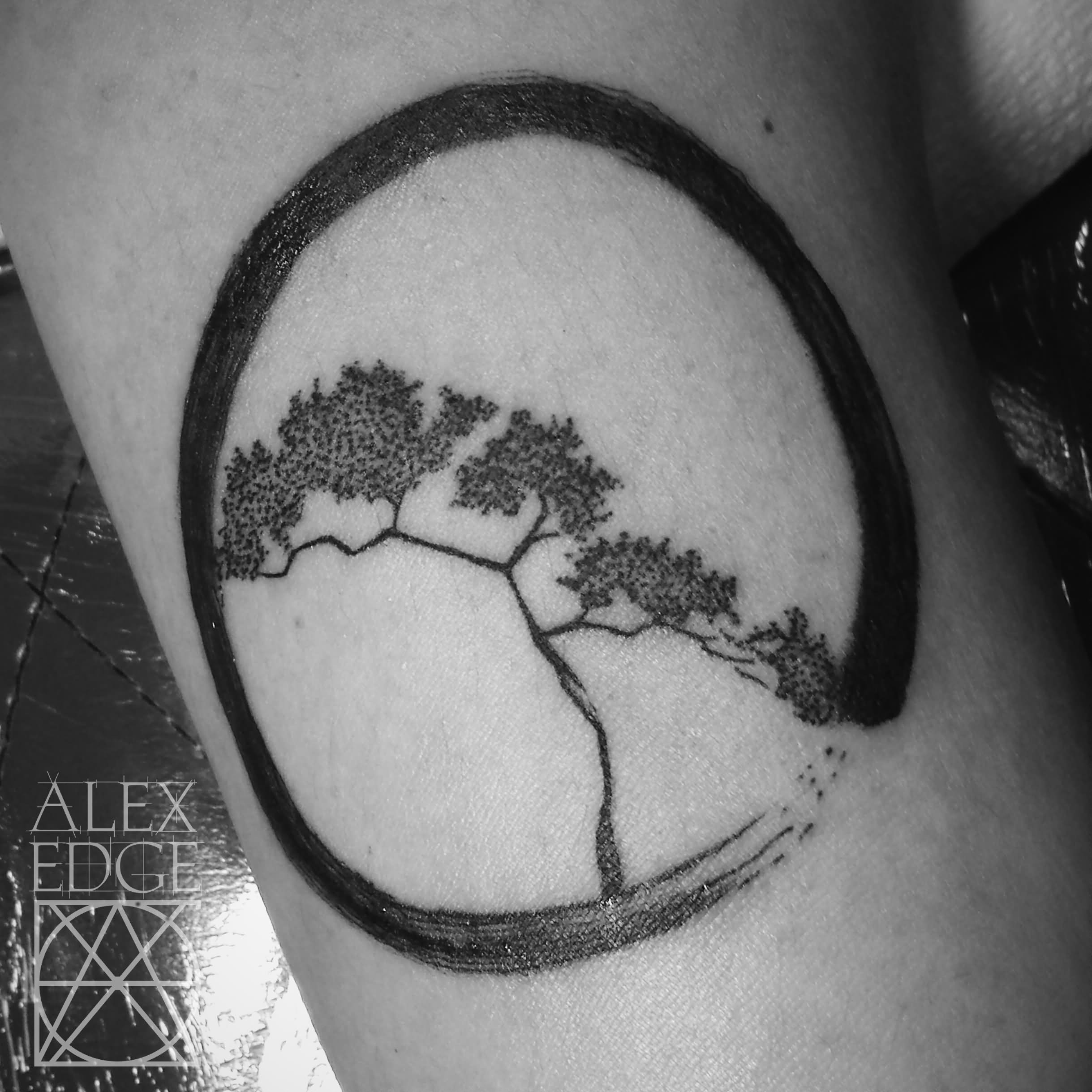 Tree In Circle Tattoo Design