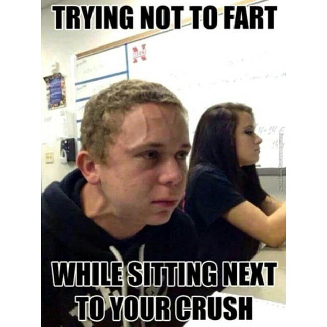 Trying Not To Fart While Sitting Next To Your Crush Funny Weird Meme Image For Facebook