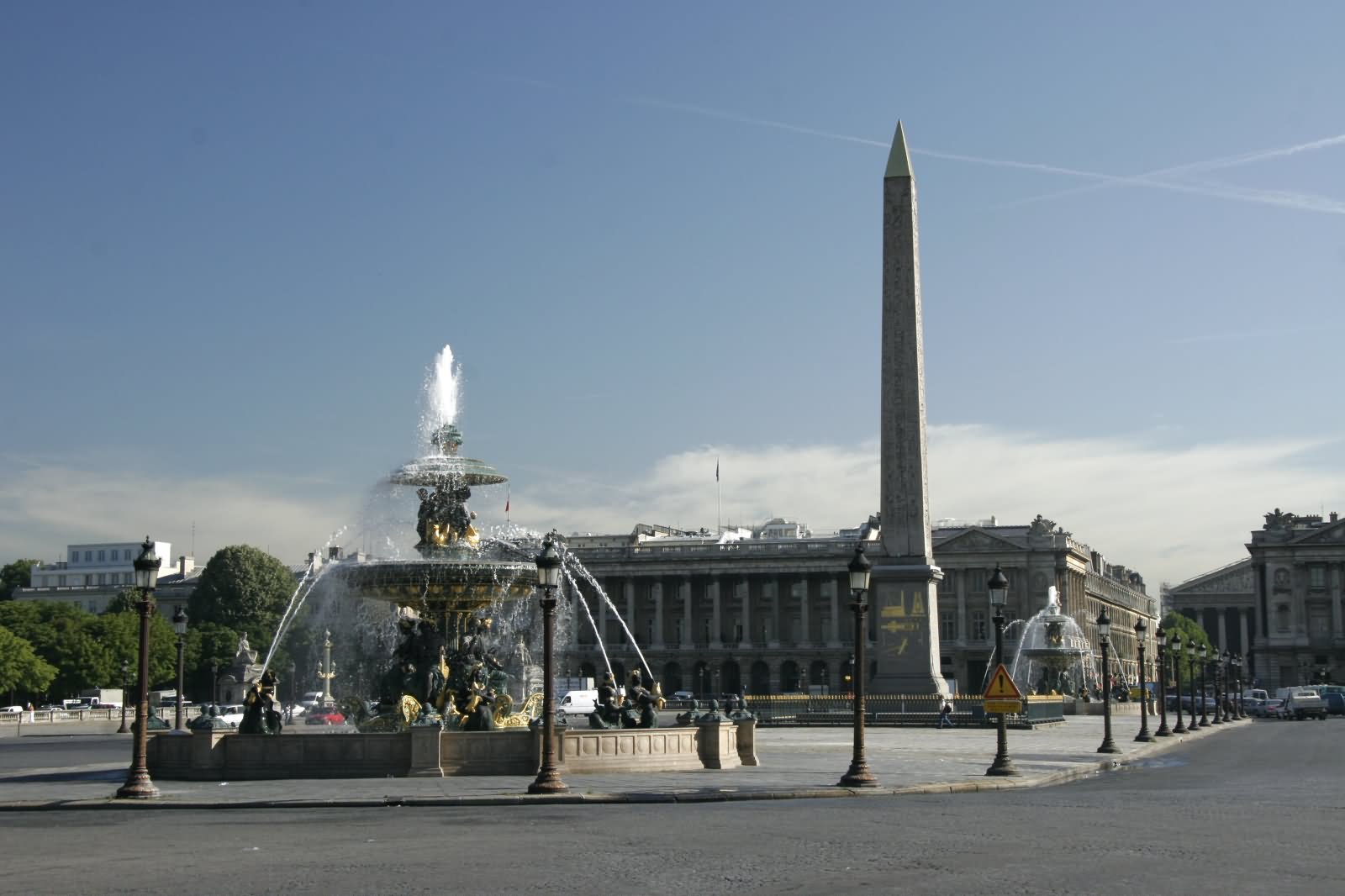 Two Fountains And Obelisk At Place de la Concorde