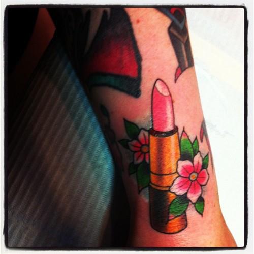 Unique Lipstick Tattoo Idea For Girls