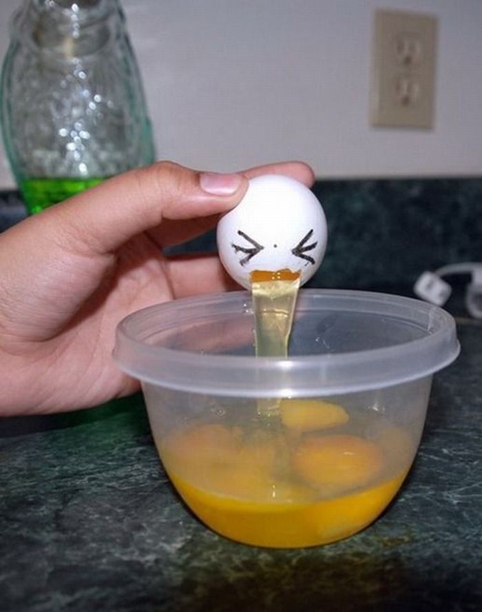 Vomiting Cracked Egg Funny Image