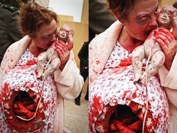 Woman Eating Own Baby Funny Halloween Costume Image