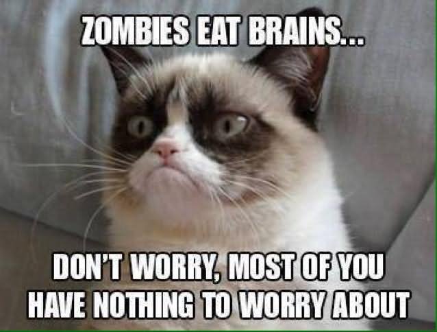 Zombies Eat Brains Don't Worry Funny Meme Image