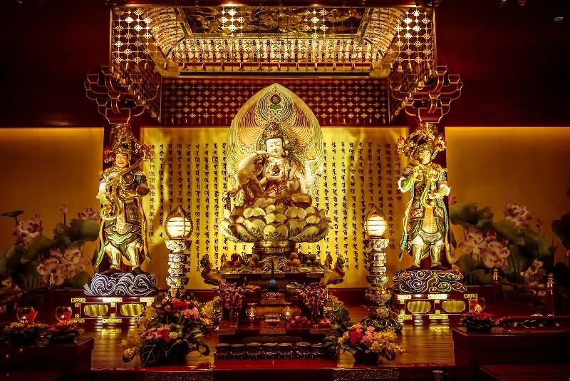 A Richly Decorated Shrine In The Buddha Tooth Relic Temple