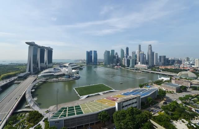 Aerial View Of The Singapore Marina Bay