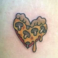 Amazing Heart Pizza Tattoo Design