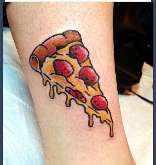 Amazing Pizza Piece Tattoo Design For Leg