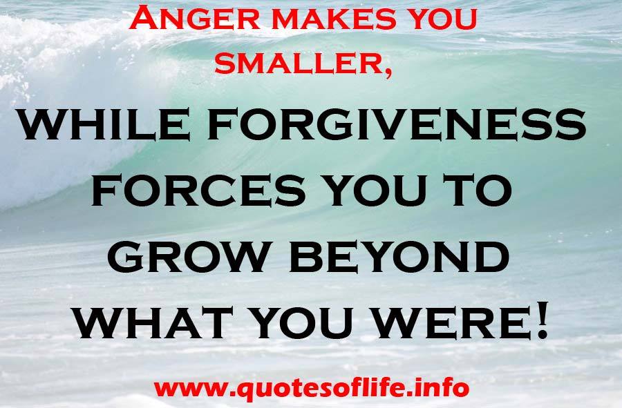 Anger Makes You Smaller While Forgiveness Forces You To Grow Beyond What You Were.