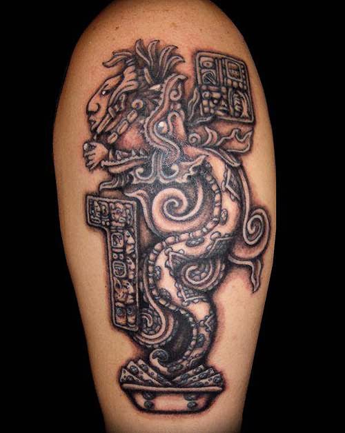 Aztec Mexican Tattoo On Half Sleeve