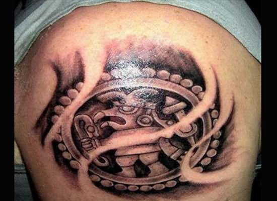 Aztec Mexican Tattoo On Shoulder