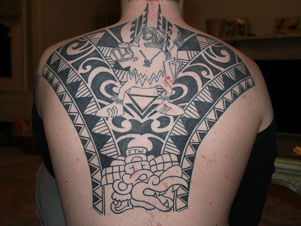 Aztec Tribal Mexican Tattoo On Full Back
