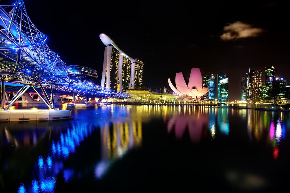 Beautiful Marina Bay Sands Singapore At Night