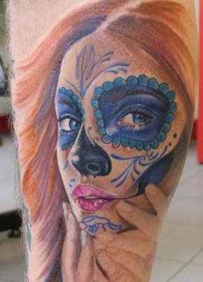 Beautiful Mexican Girl Face Tattoo