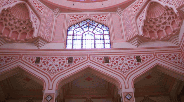 Beautiful Pink Wall Inside Putra Mosque