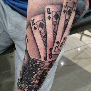 Black And Grey Cards And Casino Chips Tattoo