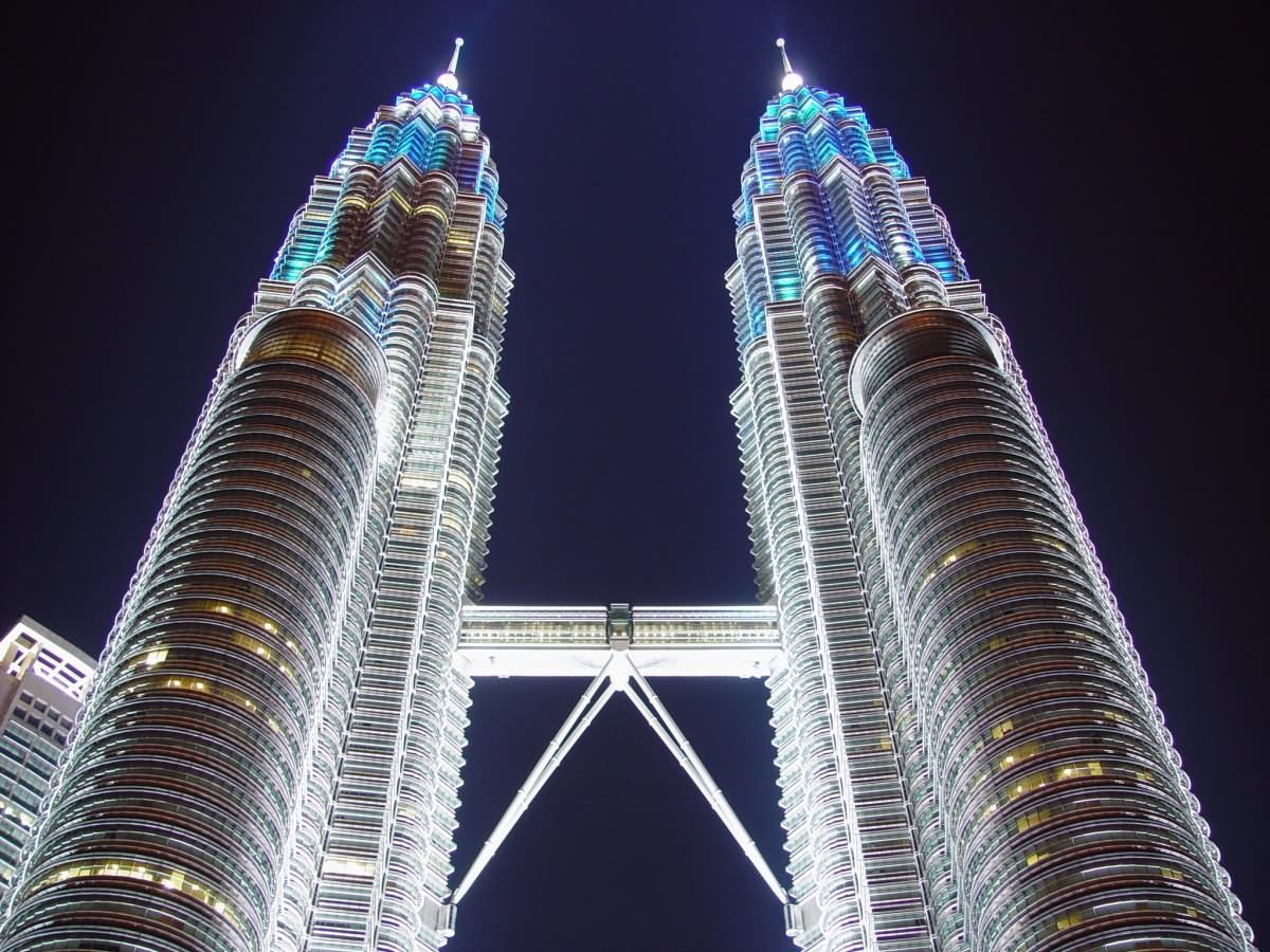 Close Up Of Petronas Towers At Night