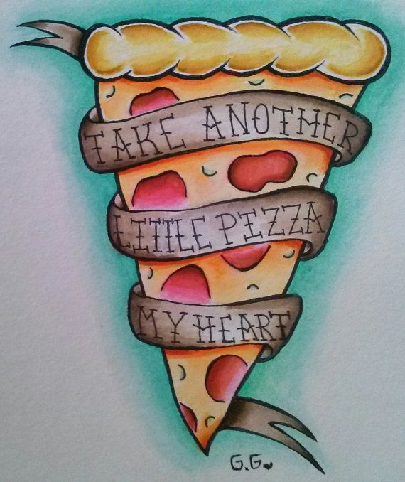 Cool Pizza Piece With Banner Tattoo Design