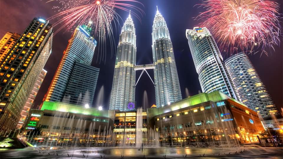 Fireworks Over The Petronas Towers, Malaysia