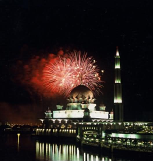 Fireworks Over The Putra Mosque Night View