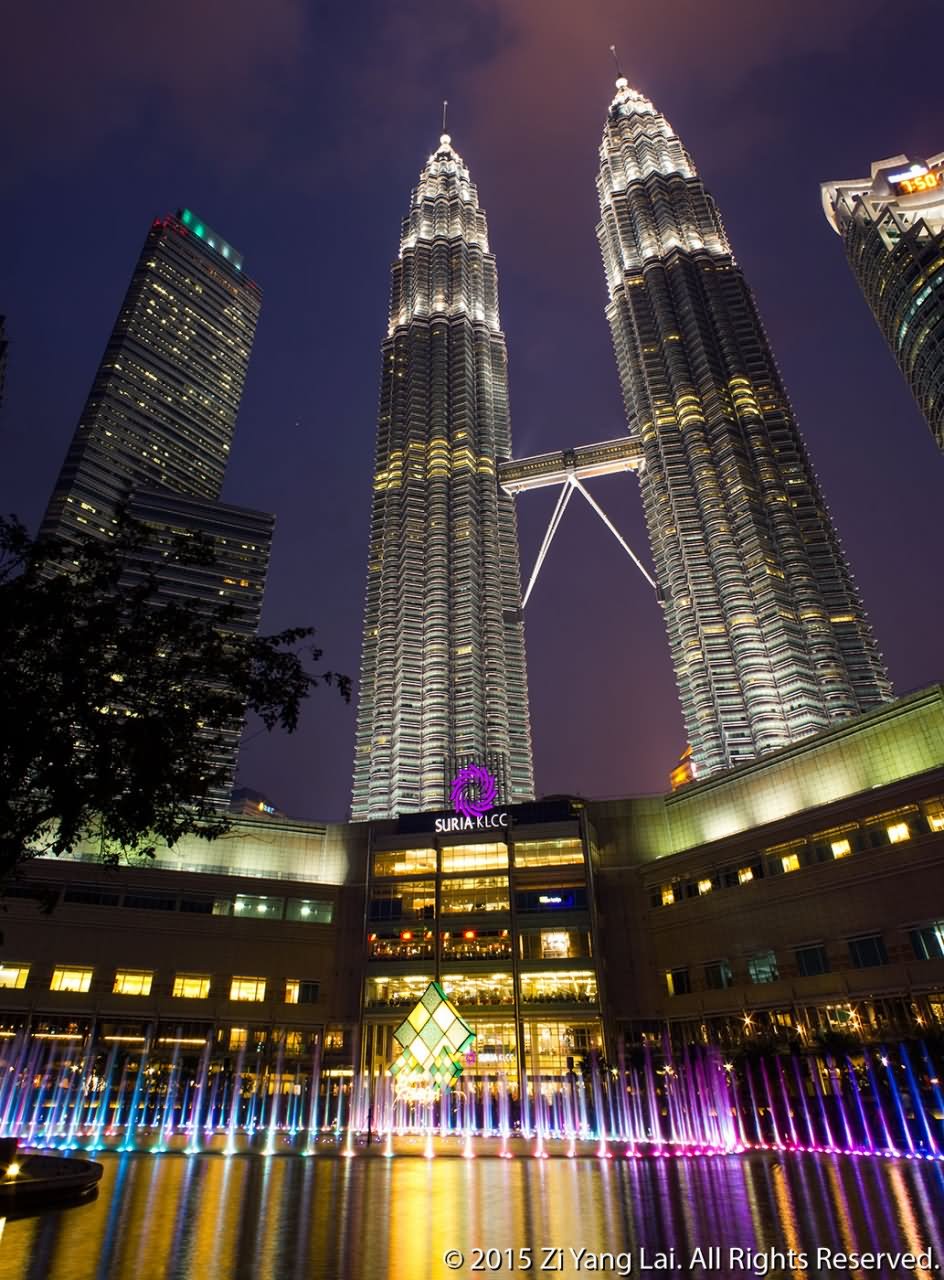 Front View Of Petronas Towers At Night