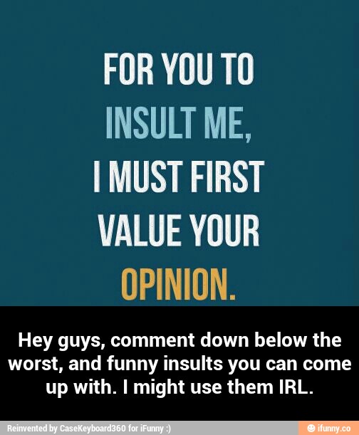 Funny Insults To Guys Fro You To Insult I Must First Value Your Opinion Photo