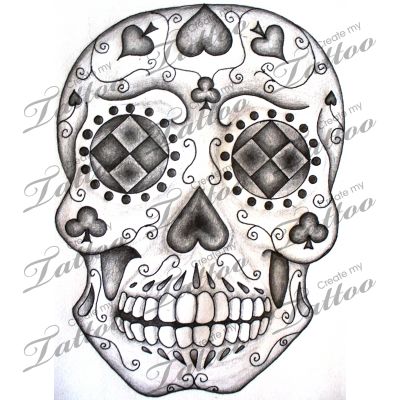 Gambling Skull Tattoo Design Idea
