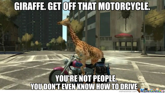 Get Off That Motorcycle Funny Giraffe Meme Photo For Facebook