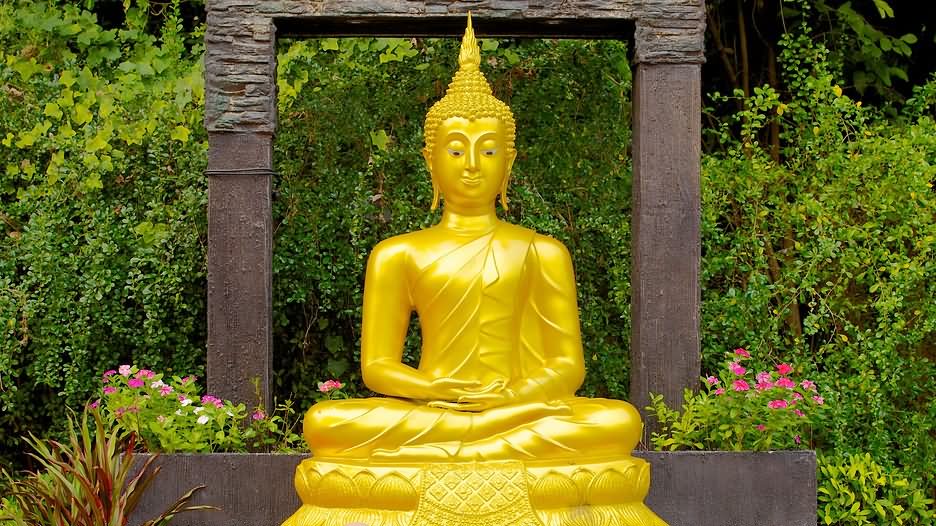 Golden Buddha Sculpture In Wat Saket, Thailand