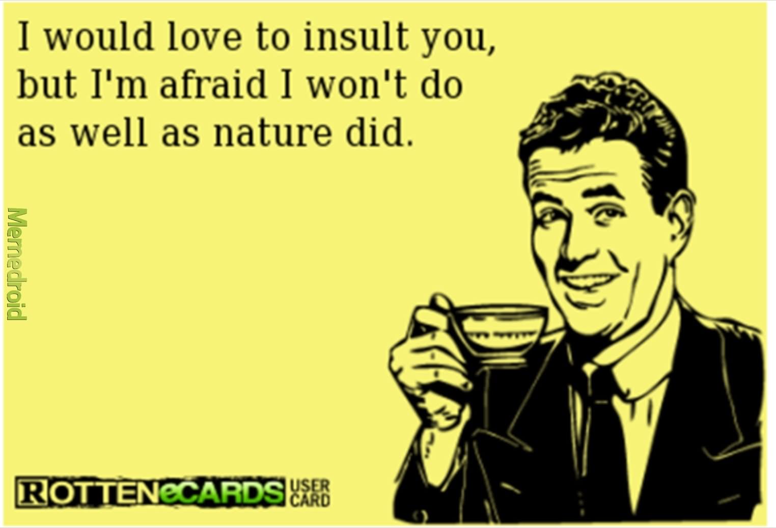 I Would Love To Insult You But I Am Afraid I Won't Do As Well Nature Did Funny Image