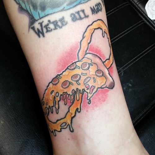Infinity Pizza Slice Tattoo Design For Ankle