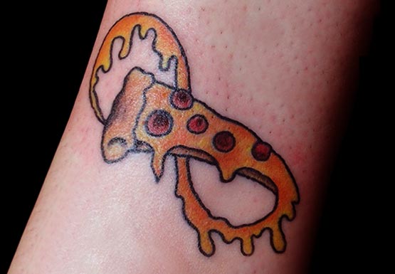Infinity Pizza Slice Tattoo Design For Arm