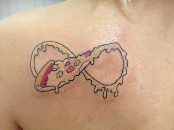 Infinity Pizza Slice Tattoo Design For Back Shoulder