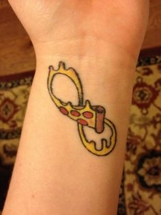 Infinity Pizza Slice Tattoo Design For Wrist