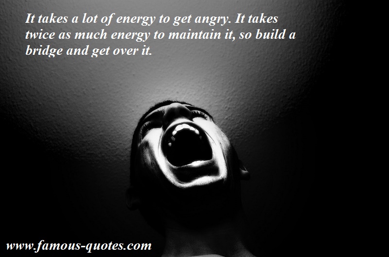 It takes a lot of energy to get angry. It takes twice as much energy to maintain it, so build a bridge and get over it.