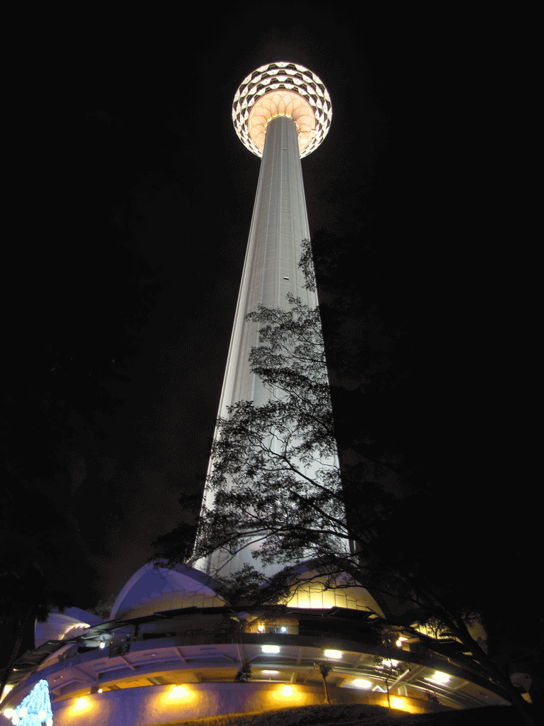 Kuala Lumpur Tower Night View From Bottom