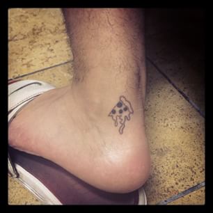 Little Black Outline Pizza Slice Tattoo On Ankle