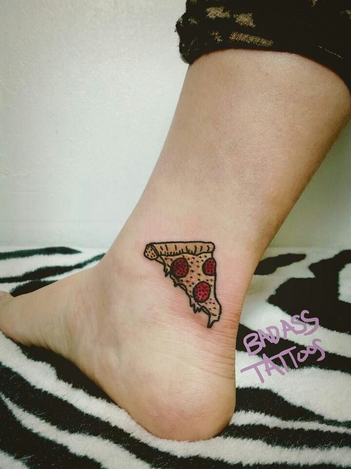 Little Pizza Piece Tattoo On Ankle