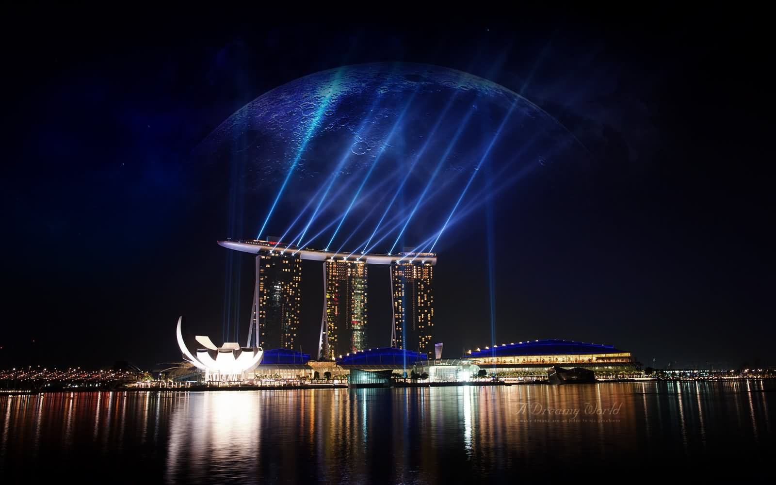 Marina Bay Sands Singapore Lighting View