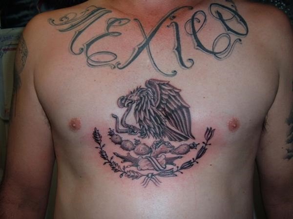 Mexican Eagle Chest Tattoo Idea