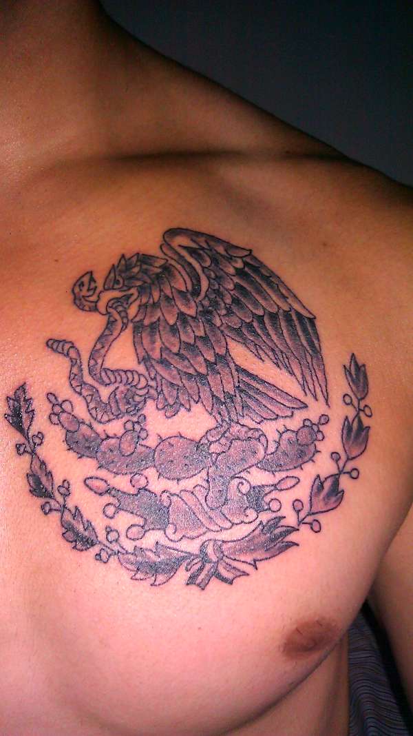 Mexican Eagle Tattoo On Chest For Men