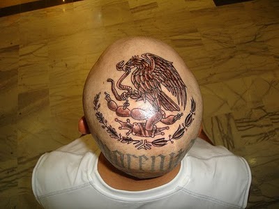 Mexican Eagle Tattoo On Head For Men