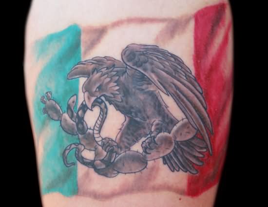 Mexican Flag And Eagle Tattoo Design