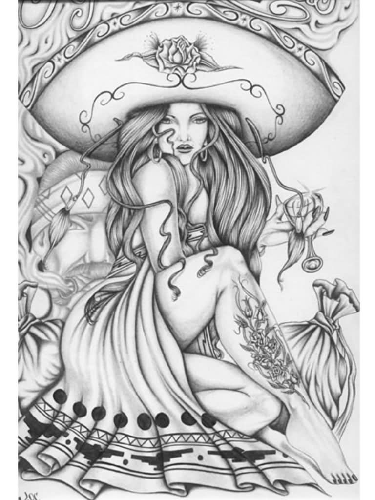 Mexican Girl Tattoo Design Idea