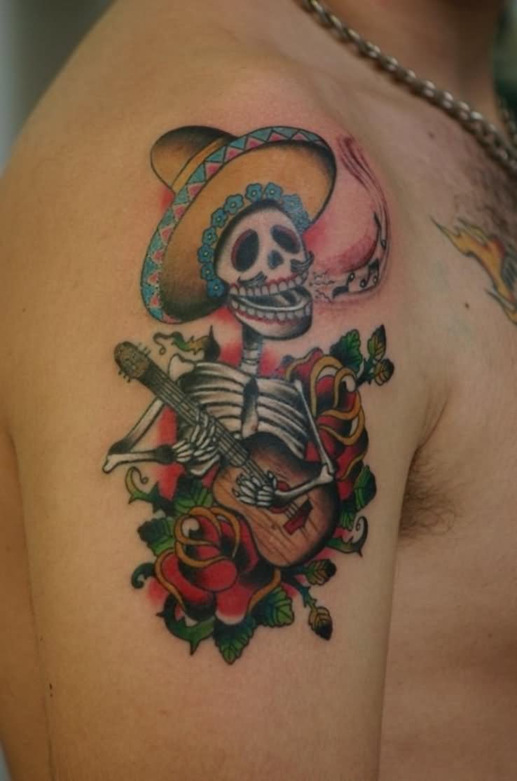 Mexican Singer Tattoo On Right Shoulder