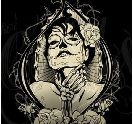 Mexican Skeleton Bride Tattoo Design