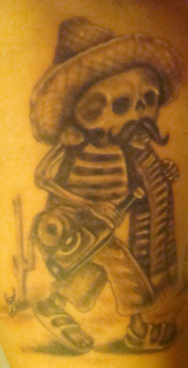 Mexican Skeleton With Mustache Tattoo